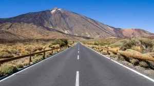 Long road or cycle route up Mount Teide Tenerife