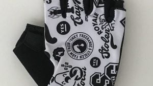 White and black stolen goat summer cycling glove