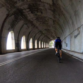Cyclist in tunnel when descending to see after Andratx