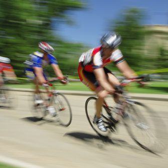 Cyclists descending at speed
