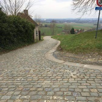 At the top of the Paterberg, cycling climbs in Flanders, Belgium