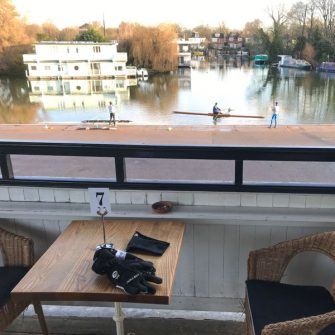 View of the Thames from cycling cafe Eight on the River, East Molesey