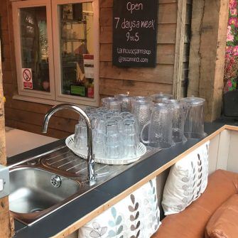 Water refill at Tan House Farm cycling cafe