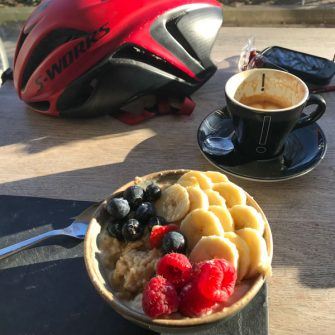 Cyclists breakfast at Giro Esher 