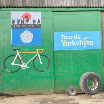 Yorkshire loves cycling - garage with tour de yorkshire and bicycle prints on it