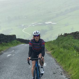 Cyclist on Trapping Hill, Yorkshire World Championship sportive medium course