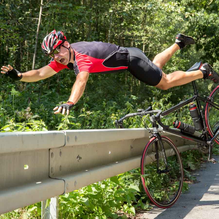 cyclist falling off bicycle