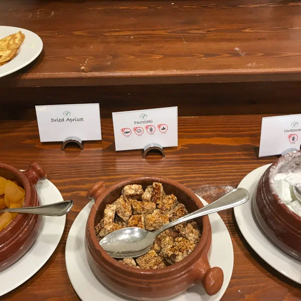 Breakfast options at the Aliathon, Cyprus