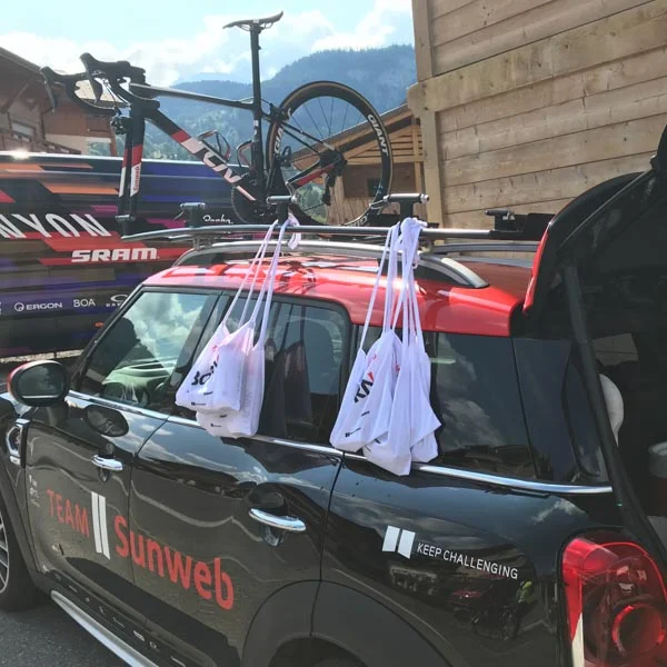 Team car on the Tour de France route