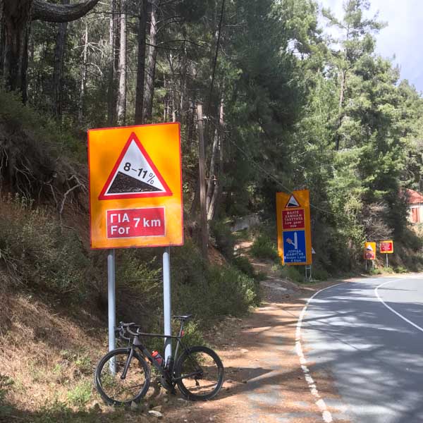 Steep descents on this Troodos Mountain cycling route