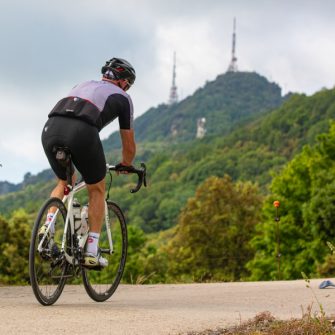 Cyclist climbing Rocacorba