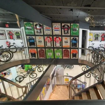 Hundreds of cycling jerseys at Bike Breaks Girona Cycle Centre
