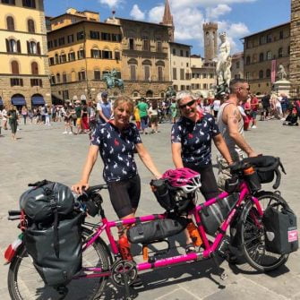 TandemWow with their tandem bicycle named Alice in Italy