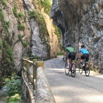 Cycling Sottoguda gorge, Passo Fedaia, Italian Dolomites