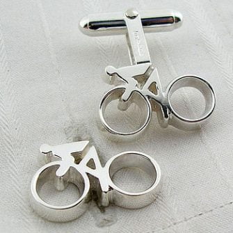 Cyclist cufflinks in solid silver