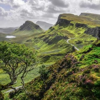 Quiraing mountains offer beautiful cycling routes in Scotland