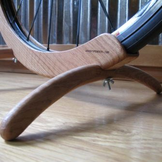 Oak bike stand close up makes a great gift for a cyclist