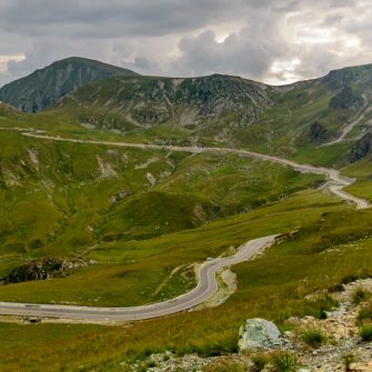 Road leading to the top of the Transalpina highway, romania