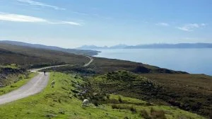 Cyclist road cycling in the Highlands of Scotland