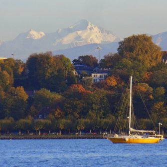 View to the Alps from Lake Geneva