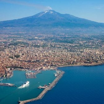 View over Catania to Mount Etna Sicily
