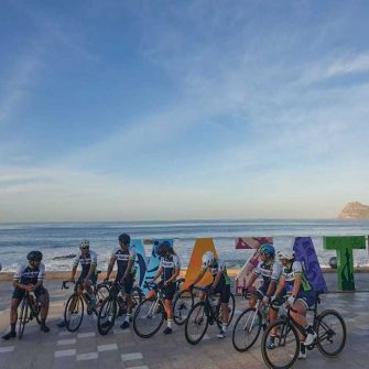 Cyclists in Mazatlan Mexico by beach