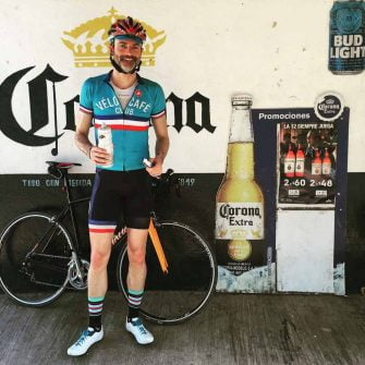 Cyclist with beer in Mexico