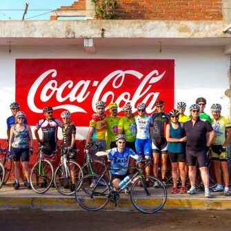 Group of cyclists cycling in Mexico
