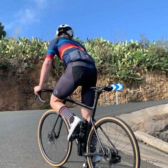 Cyclist on cycling climb in Gran Canaria