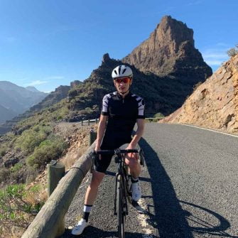 Cyclist on Valley of the Tears cycling route, Gran Canaria
