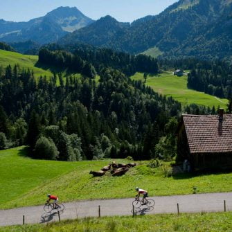 Two cyclists on an Austria bike tour in the Bregenz Forest region of Austria(copyright: Bregenzerwald_Arjan Kruik)