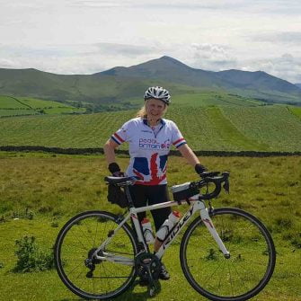 Cyclist on English-Scottish border