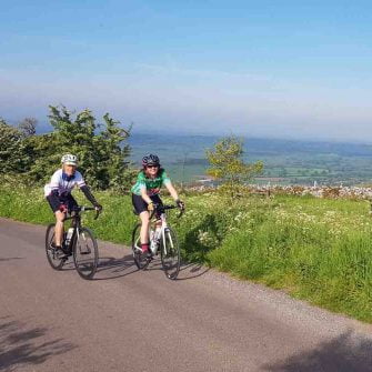 Cyclists at top of hill