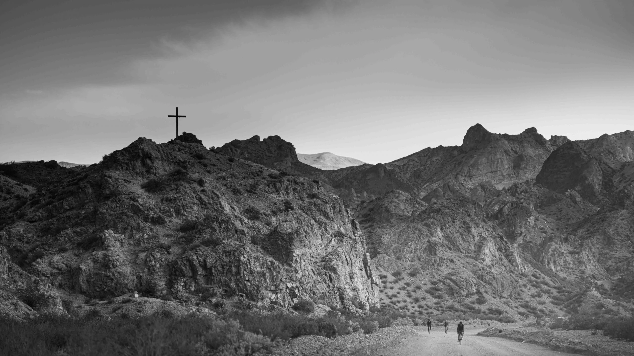 Andes mountains in black and white