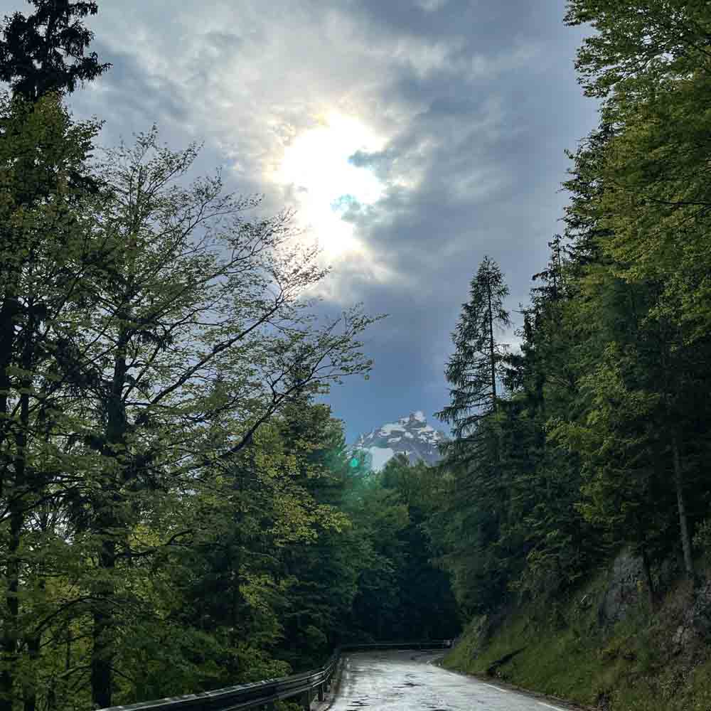 Rain on Vrisc Pass cycling Slovenian Alps
