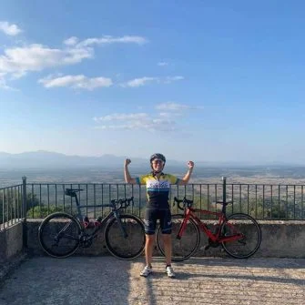SunVelo cyclist having completed the Randa cycling climb Mallorca