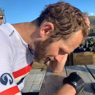 Total exhaustion after everest attempt by bicycle on alpe d'huez, france