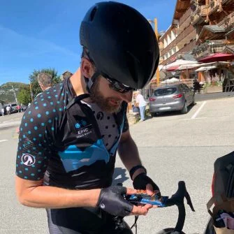 Cyclist on everesting break