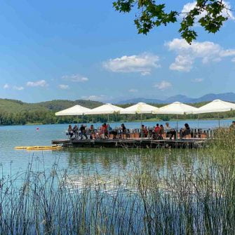 Cafe on Lake Banyoles, perfect for cyclists