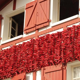 Cayenne peppers at Espelette, French Basque country 