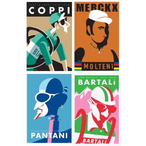 cycling prints Four legends of cycling