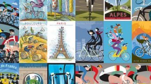 multiple cycling prints and posters by Michael Valenti