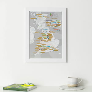 cycling prints of Cycle Climbs Scratch Off Travel Map in a frame