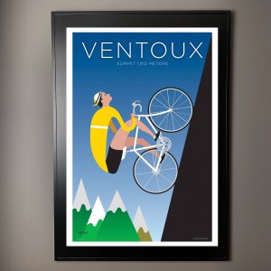 cycling prints of Mont Ventoux Art in a Black Frame