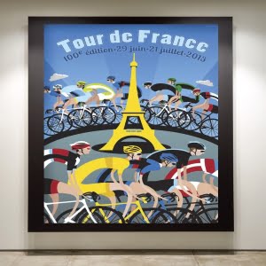cycling prints of TdF Eiffel Tower Poster on the wall