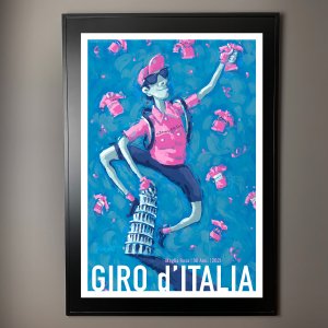 cycling prints of Valenti Giro 2021 Maglia Rosa in a frame