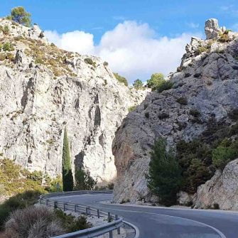 Gorge road on a cycling tour through Andalucia