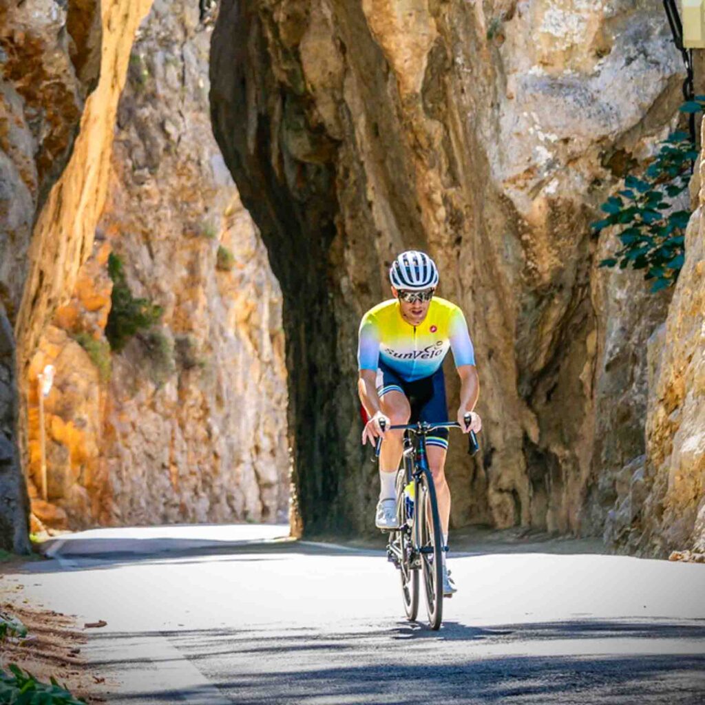 Cyclist on Sa Calobra in Mallorca