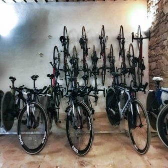 Some bikes stored in cycling camps Girona