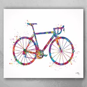 cycling prints Watercolour bike wall art